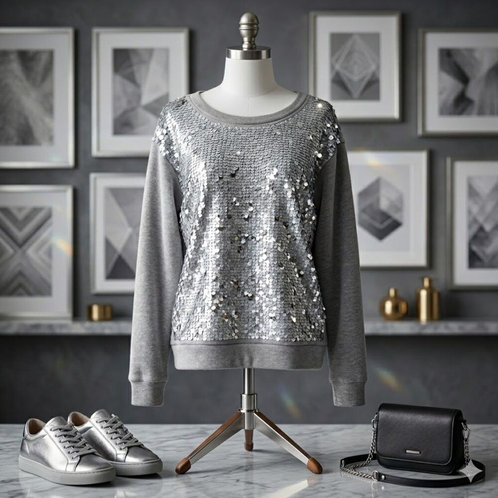 Falls Creek Glitter Sequin Sweatshirt Size Medium
